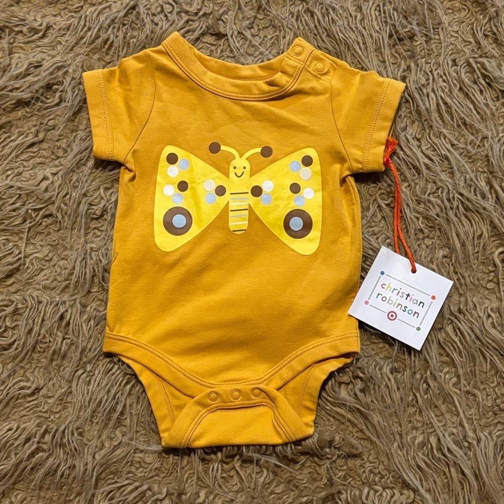 Christian Robinson Yellow Butterfly Bodysuit